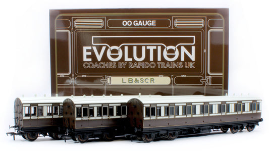 48' LBSCR ‘Evolution’ Bogie Coach Non-Corridor Carriage No.501, No.751 & No.530 3-Pack