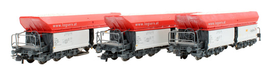 Pre-Owned 67154 Faalns 'Logserv' Grey 3-Piece Self-Unloading Hopper Wagon Set