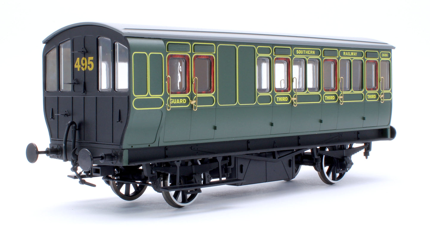 Stroudley 4 Wheel Electrically Lit Brake 3rd Southern Lined Green 3686