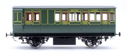 Stroudley 4 Wheel Electrically  Lit Brake 3rd Southern Line Green 3686 - Light Bar Fitted