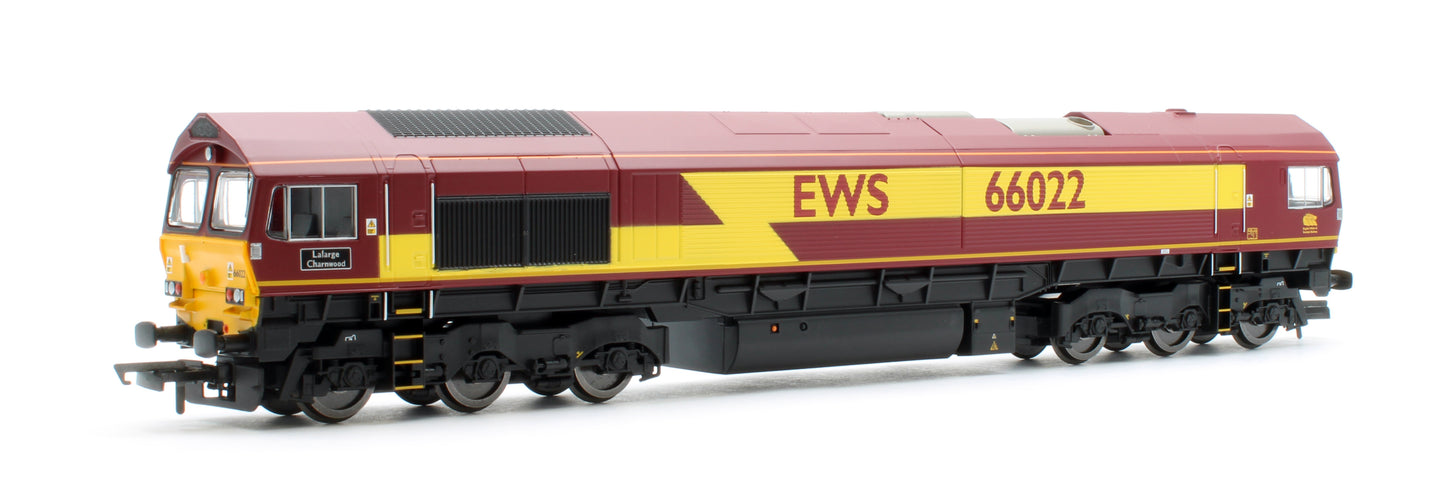 R30532TXS RailRoad Class 66 EWS 66022 'Lafarge Charnwood' Diesel Locomotive - DCC Sound