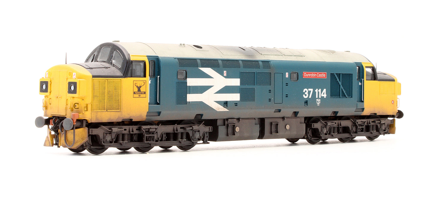 Pre-Owned 32-775X Class 37/0 37114 'Dunrobin Castle' BR Blue Large Logo Diesel Locomotive - Weathered - DCC Sound