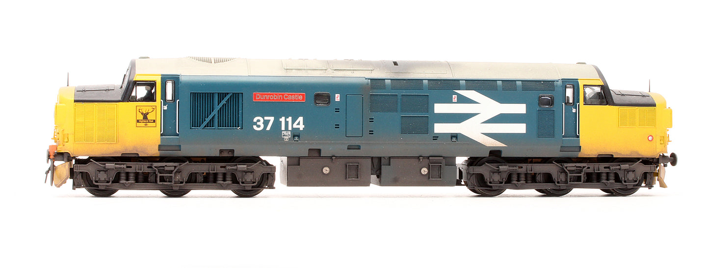 Pre-Owned 32-775X Class 37/0 37114 'Dunrobin Castle' BR Blue Large Logo Diesel Locomotive - Weathered - DCC Sound