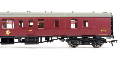 Pre-Owned BR Maroon MK1 Corridor Brake 2nd Class Coach M34672 (With Lights)