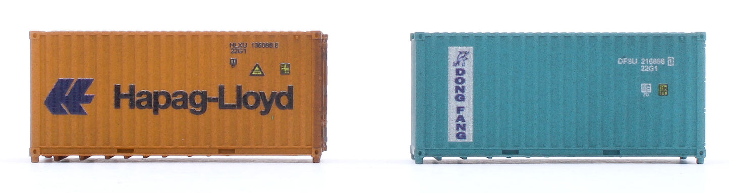 20ft Container Set (2) Hapag-Lloyd/Dong Fang - Weathered