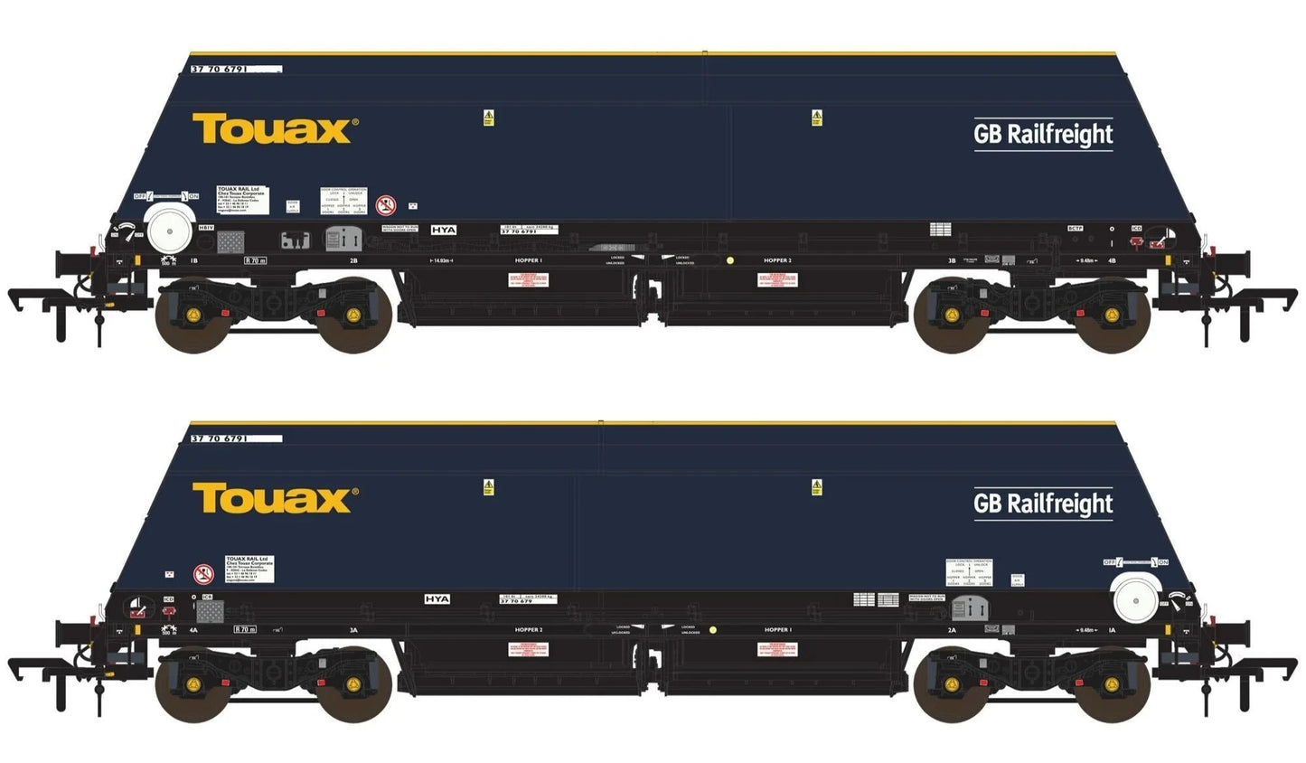 Cutdown HYA -  Blue/Black with Touax/GB Railfreight branding with Tail Lights  (Pack 1)