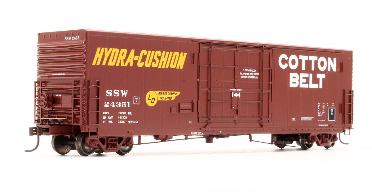 Pre-Owned 88874 Cotton Belt 50' P.C.&F. Box Car Smooth Side 14' Plug Door - Road #24351