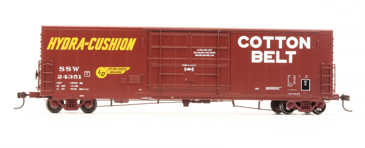 Pre-Owned 88874 Cotton Belt 50' P.C.&F. Box Car Smooth Side 14' Plug Door - Road #24351