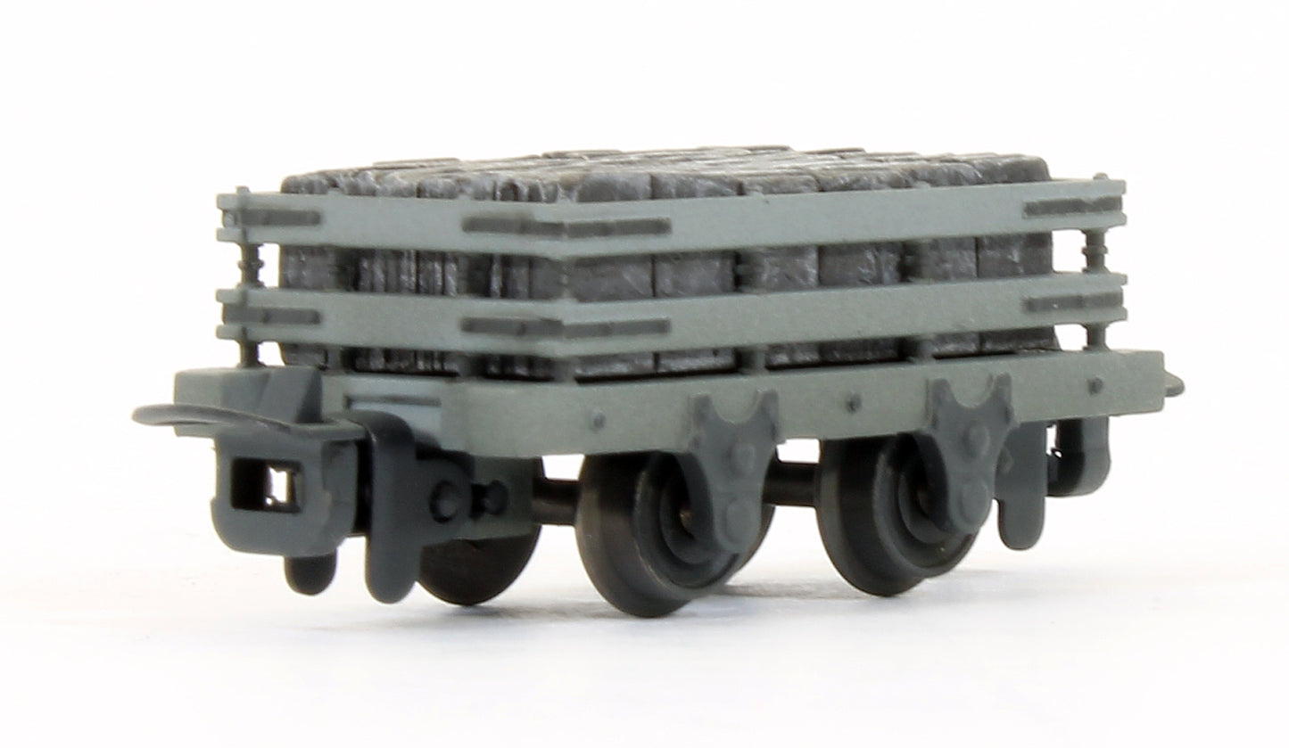 Pre-Owned 393-075 4 Wheel Slate Wagon (Pack of 3) Grey livery with Slate Load - Weathered