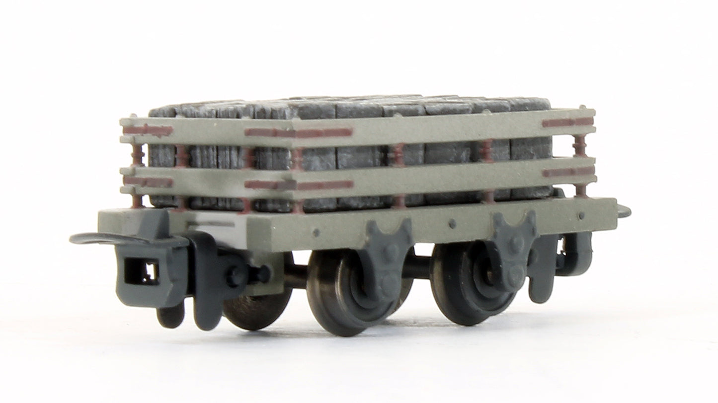 Pre-Owned 393-075 4 Wheel Slate Wagon (Pack of 3) Grey livery with Slate Load - Weathered