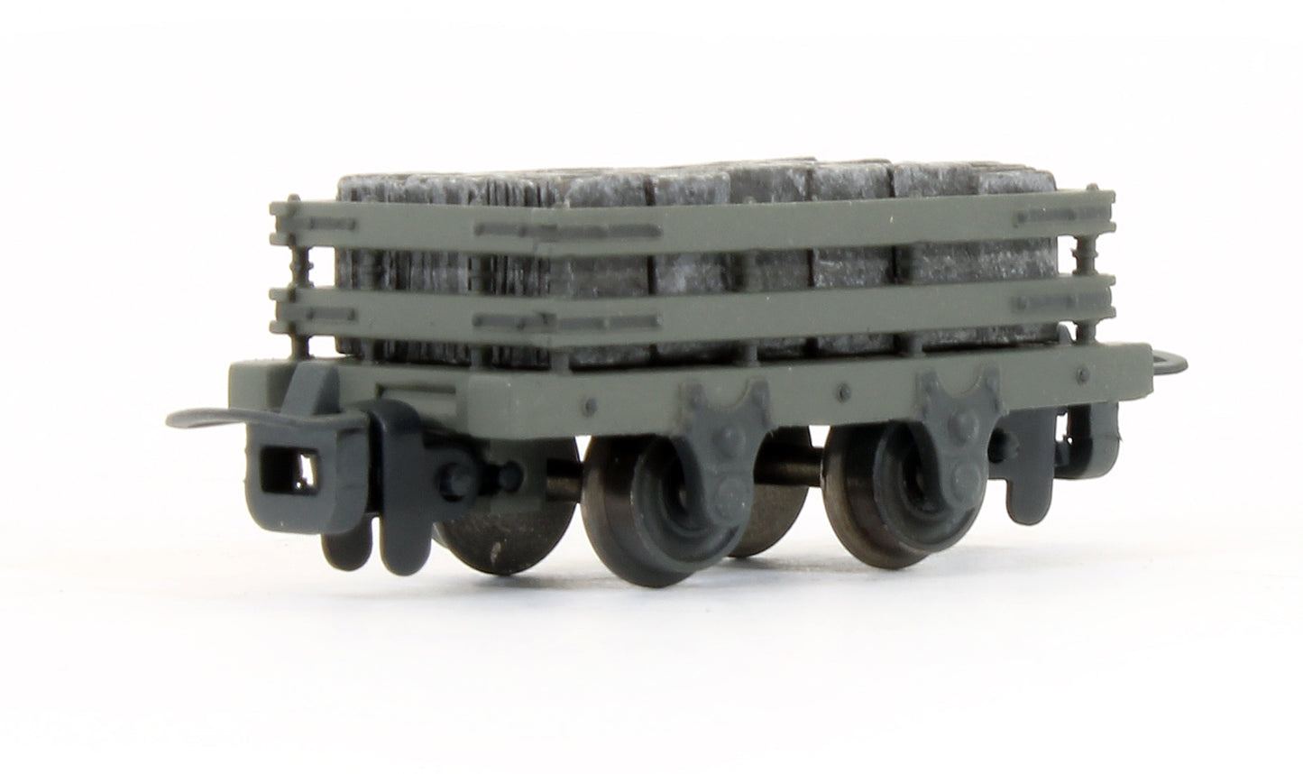 Pre-Owned 393-075 4 Wheel Slate Wagon (Pack of 3) Grey livery with Slate Load - Weathered