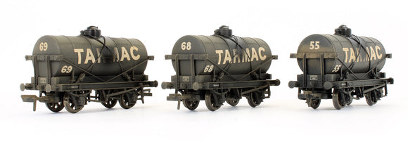 Pre-Owned Set Of 3 14 Ton Tank Wagons Tarmac Black (Weathered)