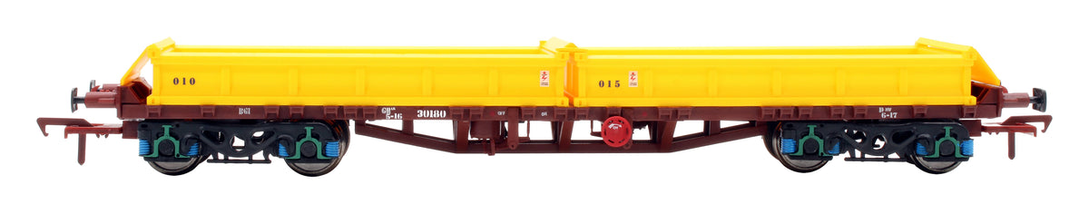 Pre-Owned IRM1072-C CIE / IR 42ft Bogie Flat Wagons with Spoil Boxes - Set of 2