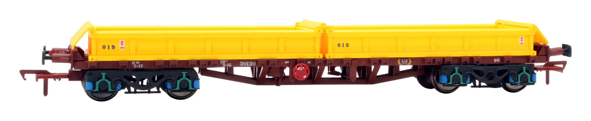 Pre-Owned IRM1071-B CIE / IR 42ft Bogie Flat Wagons with Spoil Boxes - Set of 2
