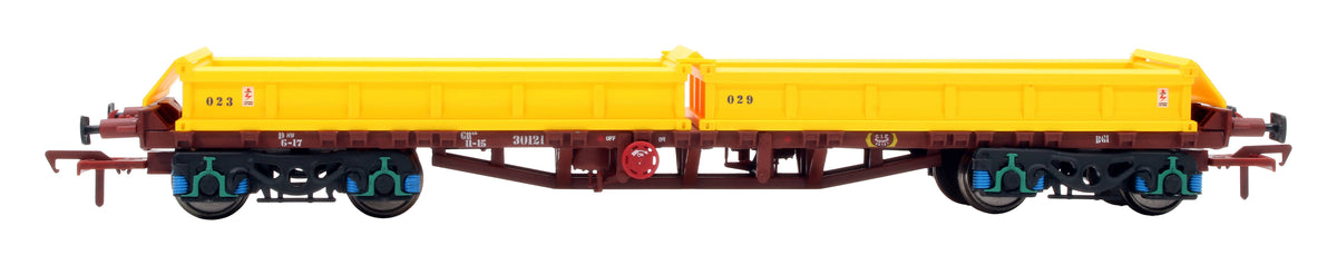Pre-Owned IRM1071-B CIE / IR 42ft Bogie Flat Wagons with Spoil Boxes - Set of 2