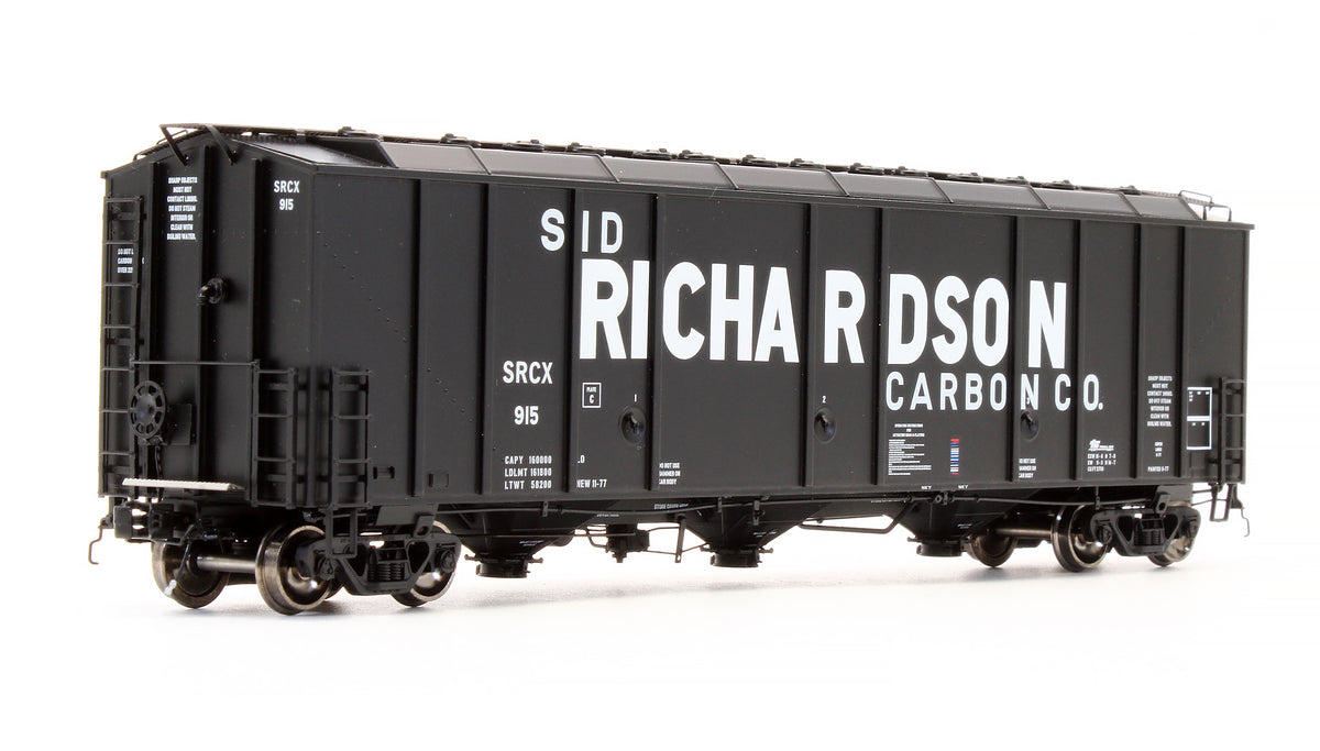 Pre-Owned SXT30317 Thrall 5750cf Carbon Black Covered Hopper (Late 70s Body 22 Hatch) Sid Richardson Co SRCX - Road #915