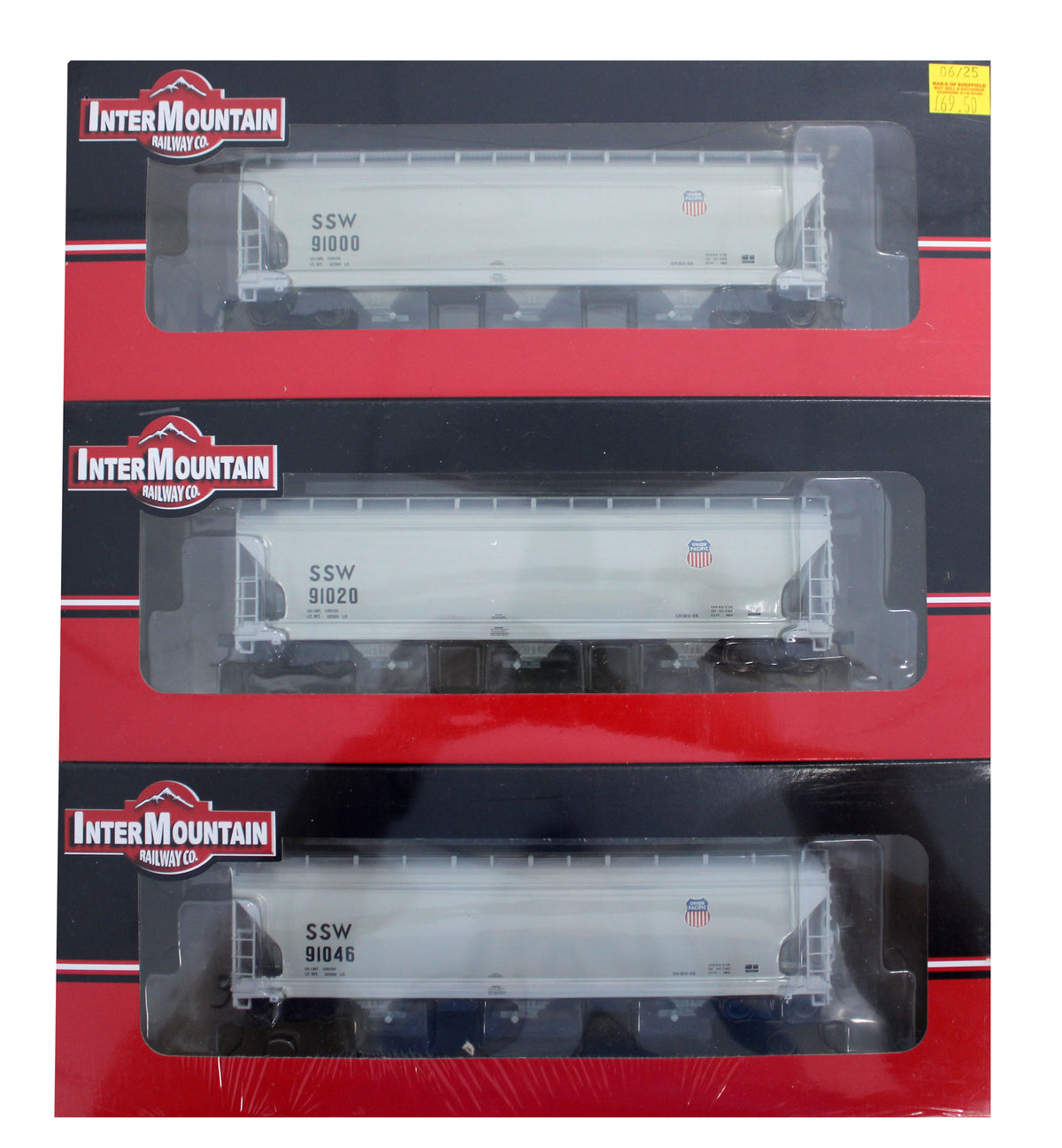 Pre-Owned Set Of 3 Union Pacific 'Super Set' St Louis Southwestern/ Cotton Belt 3 Bay 4650 Covered Hopper Wagons No.91000. 91020 & 91046