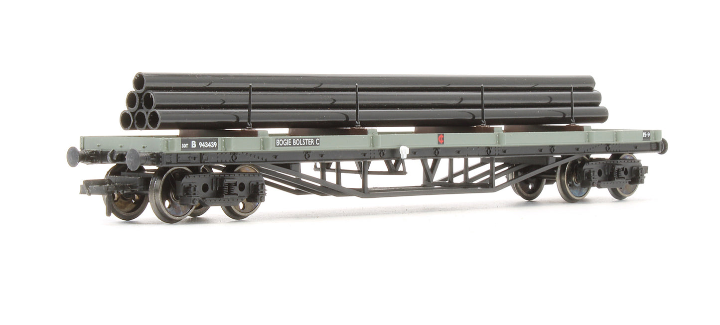 Pre-Owned 33-929 30T Bogie Bolster Wagon BR Grey With Pipes Load