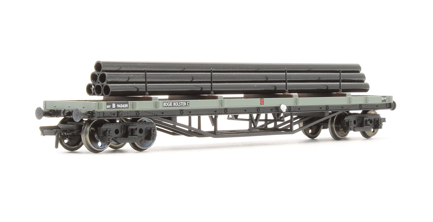 Pre-Owned 33-929 30T Bogie Bolster Wagon BR Grey With Pipes Load