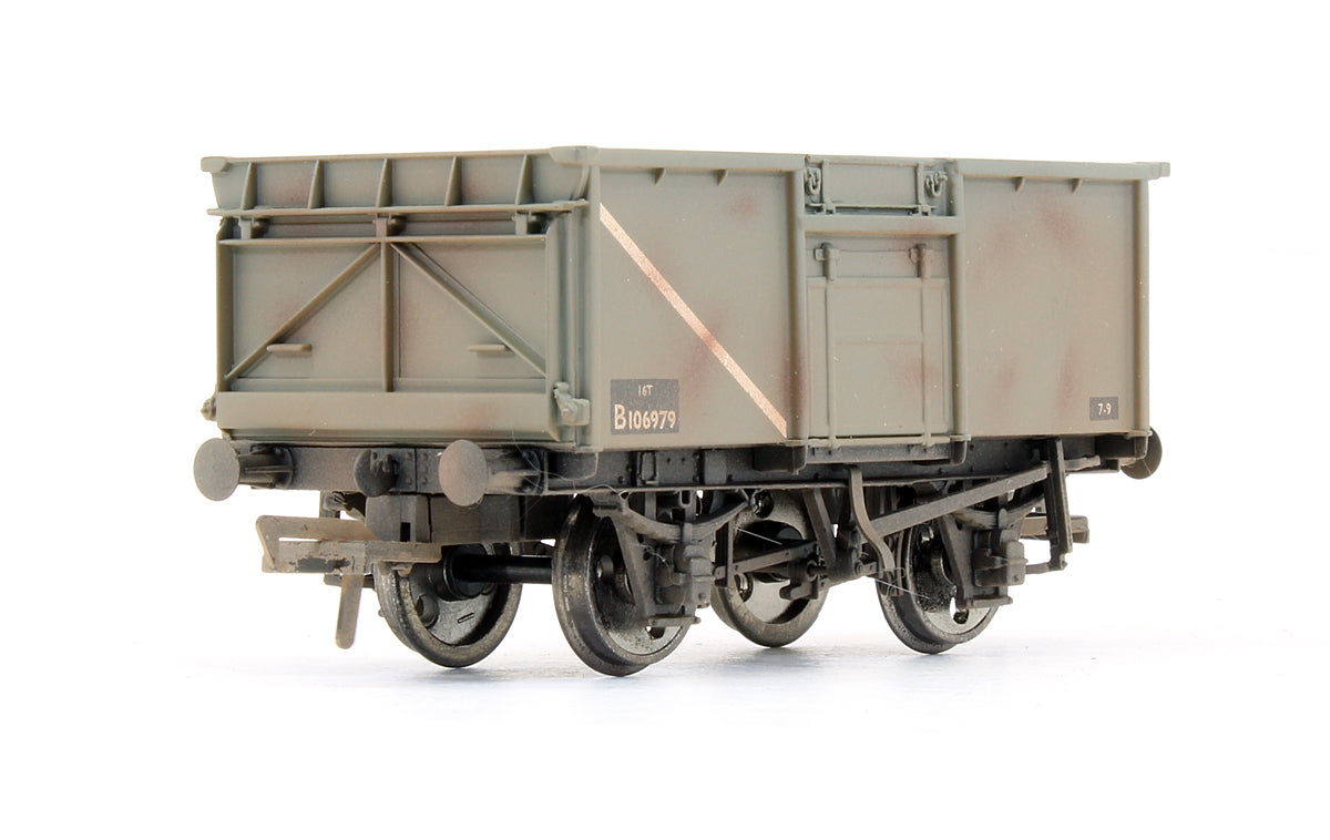Pre-Owned 37-227A 16 Ton Steel Mineral Wagon BR Grey With Top Flat Doors 'B106979' - Weathered