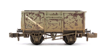 BR 16T Steel Mineral with Top Flap Doors 3-Wagon Pack BR Grey (With Load) - Weathered