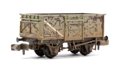 BR 16T Steel Mineral with Top Flap Doors 3-Wagon Pack BR Grey (With Load) - Weathered