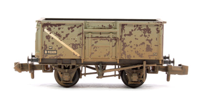 BR 16T Steel Mineral with Top Flap Doors 3-Wagon Pack BR Grey (With Load) - Weathered