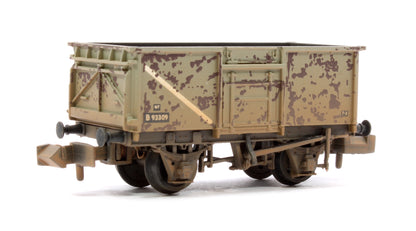 BR 16T Steel Mineral with Top Flap Doors 3-Wagon Pack BR Grey (With Load) - Weathered