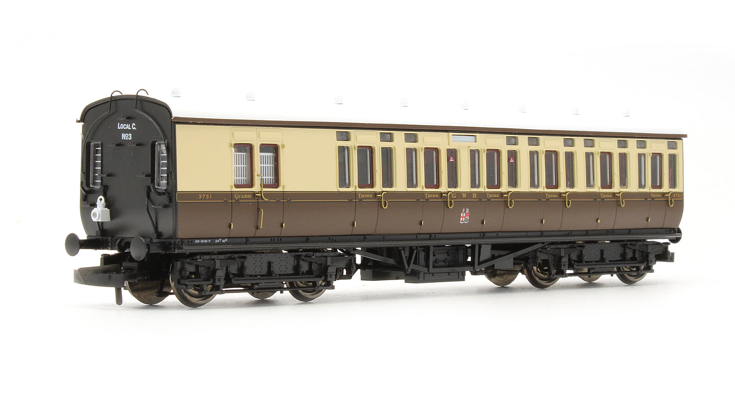 Pre-Owned GWR Toplight Mainline City Twin City Chocolate & Cream 3rd Brake 3751 Set 3