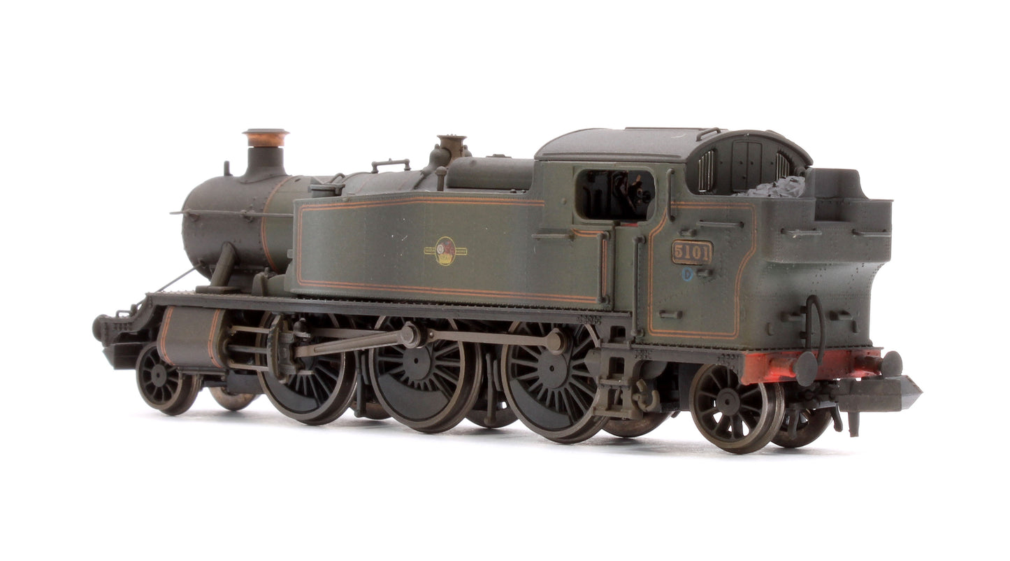 Custom Weathered Class 5101 Large Prairie British Railways BR Lined Green (Late Crest) 2-6-2 Tank Locomotive No.5101