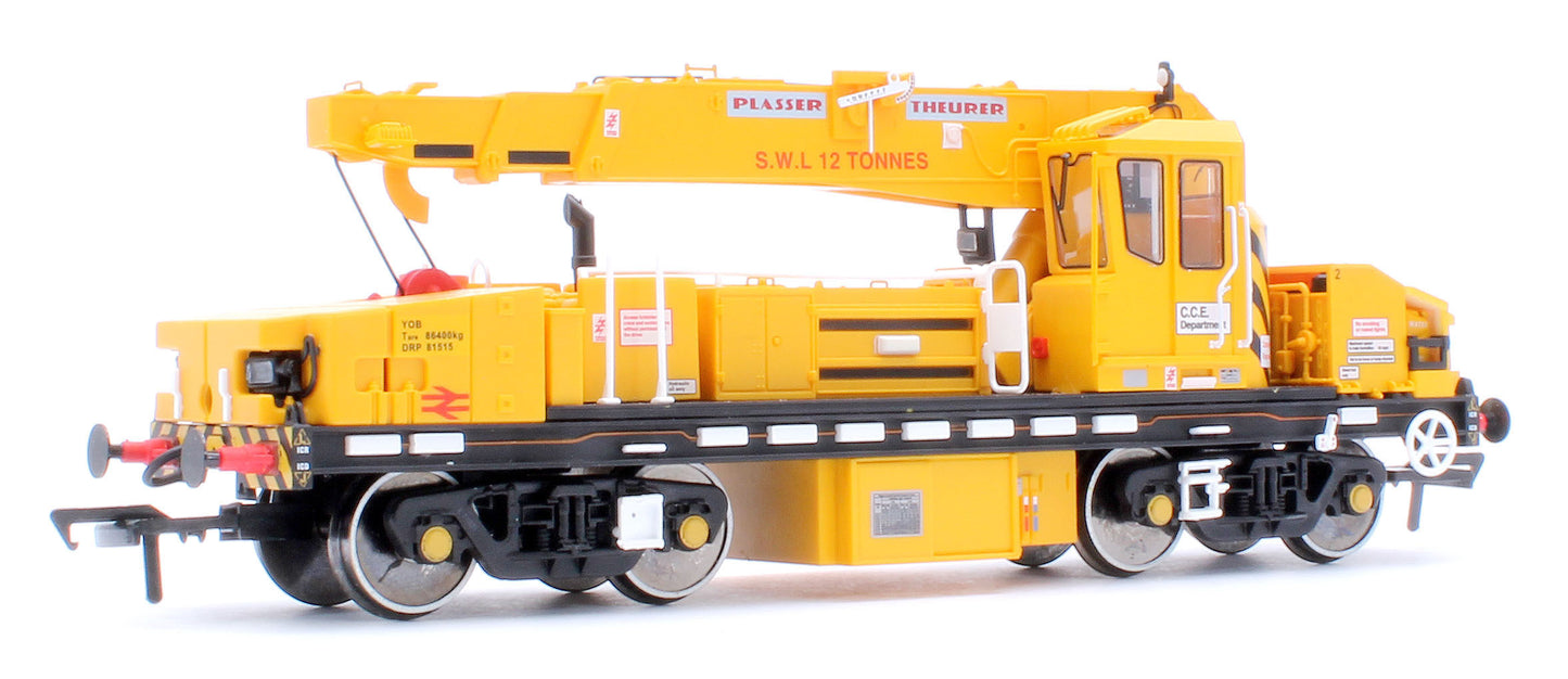 E87108 Plasser 12T YOB Diesel-Hydraulic Crane DRP81515 BR Departmental Yellow