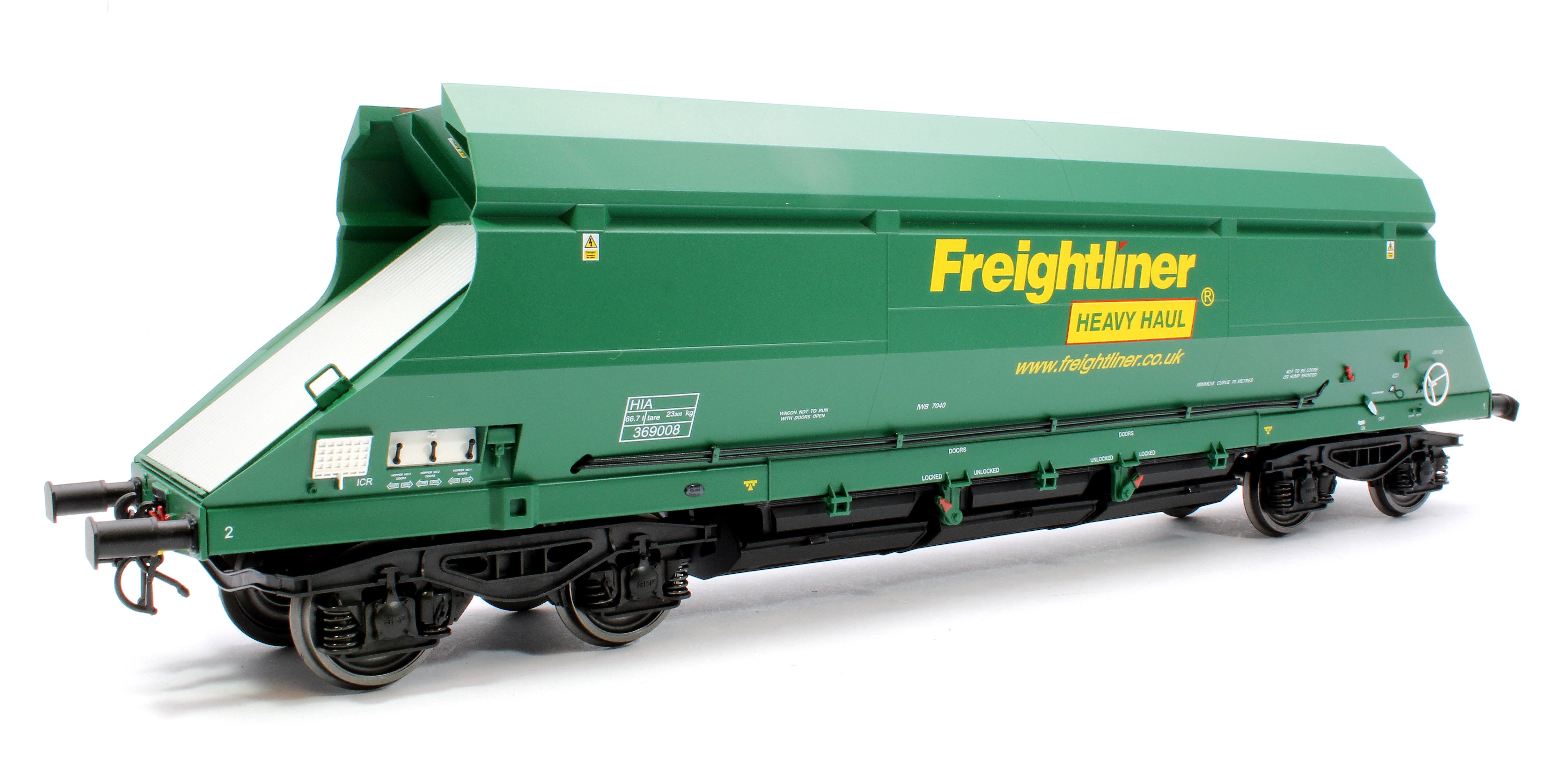 7F-026-005G1 HIA Freightliner Green Heavy Haul Limestone Hopper 369002 Graffiti main image 0
