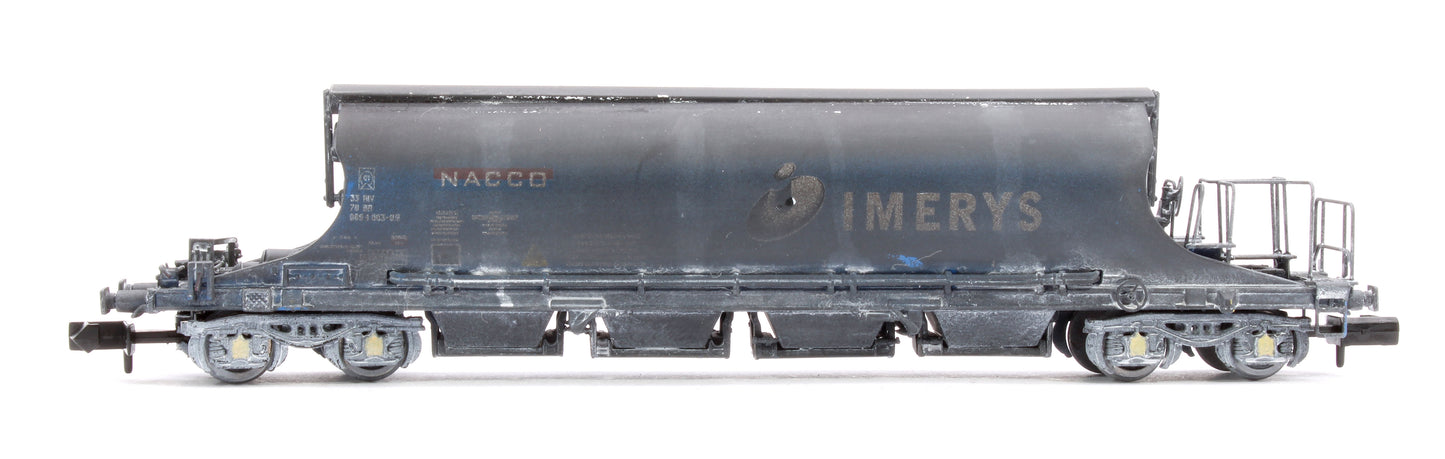 Pack of 4 JIA Nacco Wagons Imerys Blue - Heavily Weathered