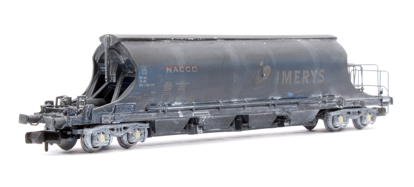 Pack of 4 JIA Nacco Wagons Imerys Blue - Heavily Weathered