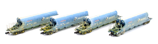 Pack of 4 JIA Nacco Wagons Imerys Blue - Lightly Weathered