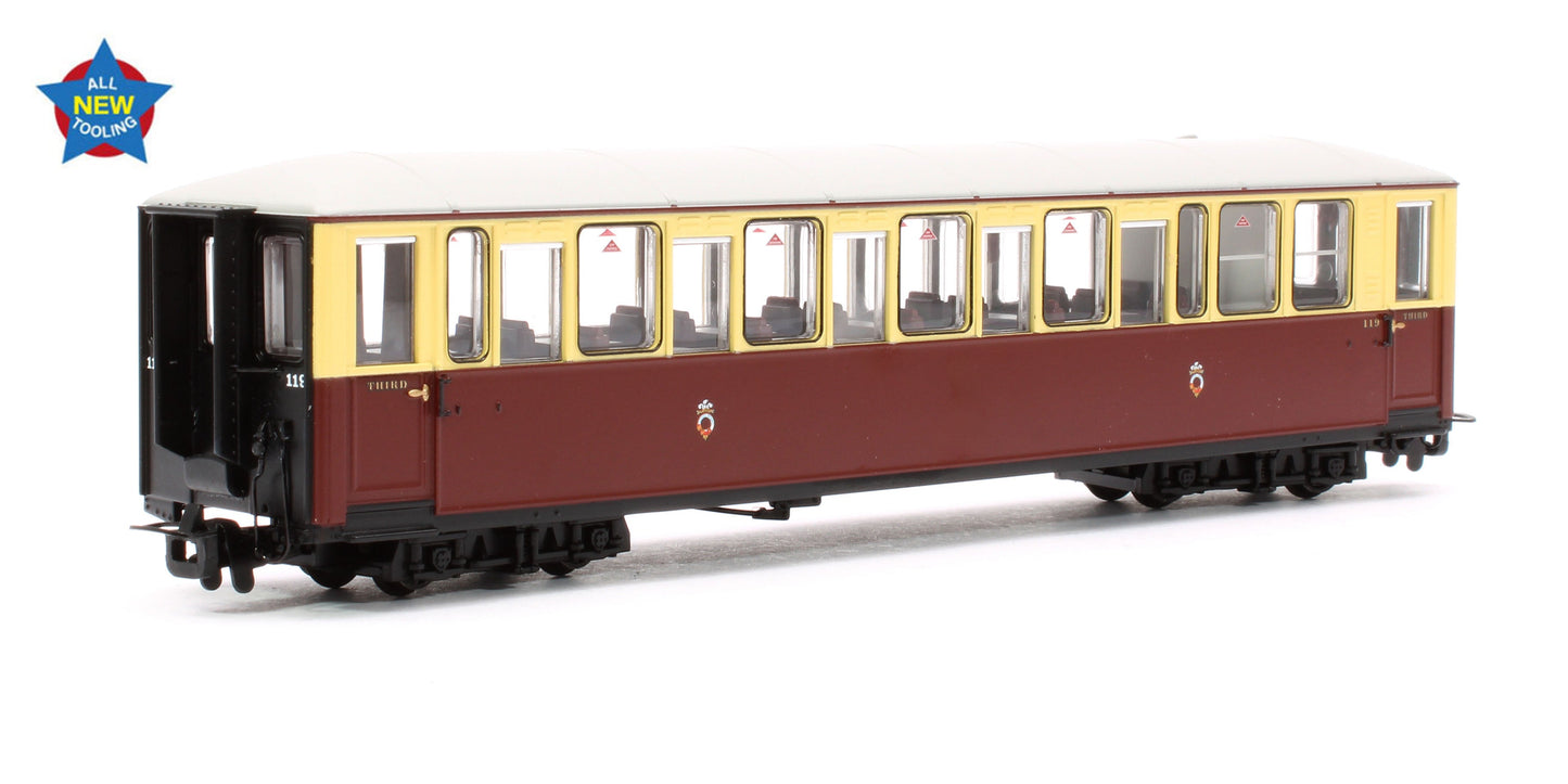 Pre-Owned Ffestiniog Railway 'Tin Car' Saloon Third No. 119 FR Crimson & Cream