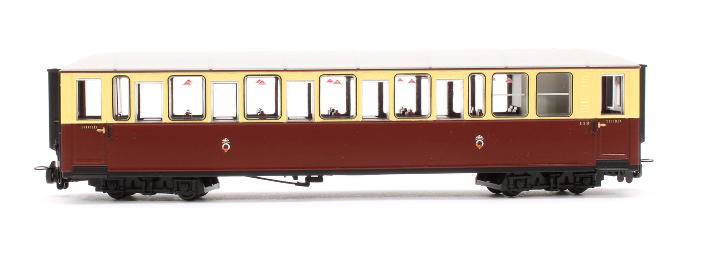 Pre-Owned Ffestiniog Railway 'Tin Car' Saloon Third No. 119 FR Crimson & Cream
