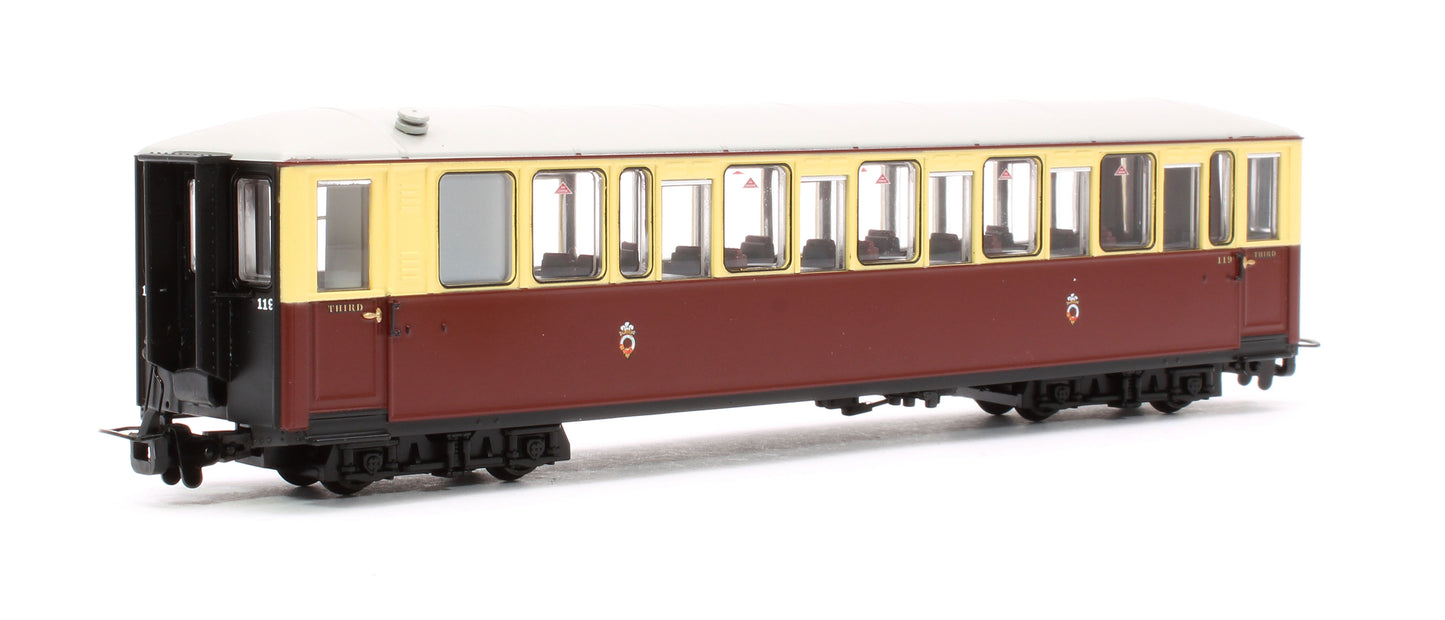 Ffestiniog Railway 'Tin Car' Saloon Third No. 119 FR Crimson & Cream