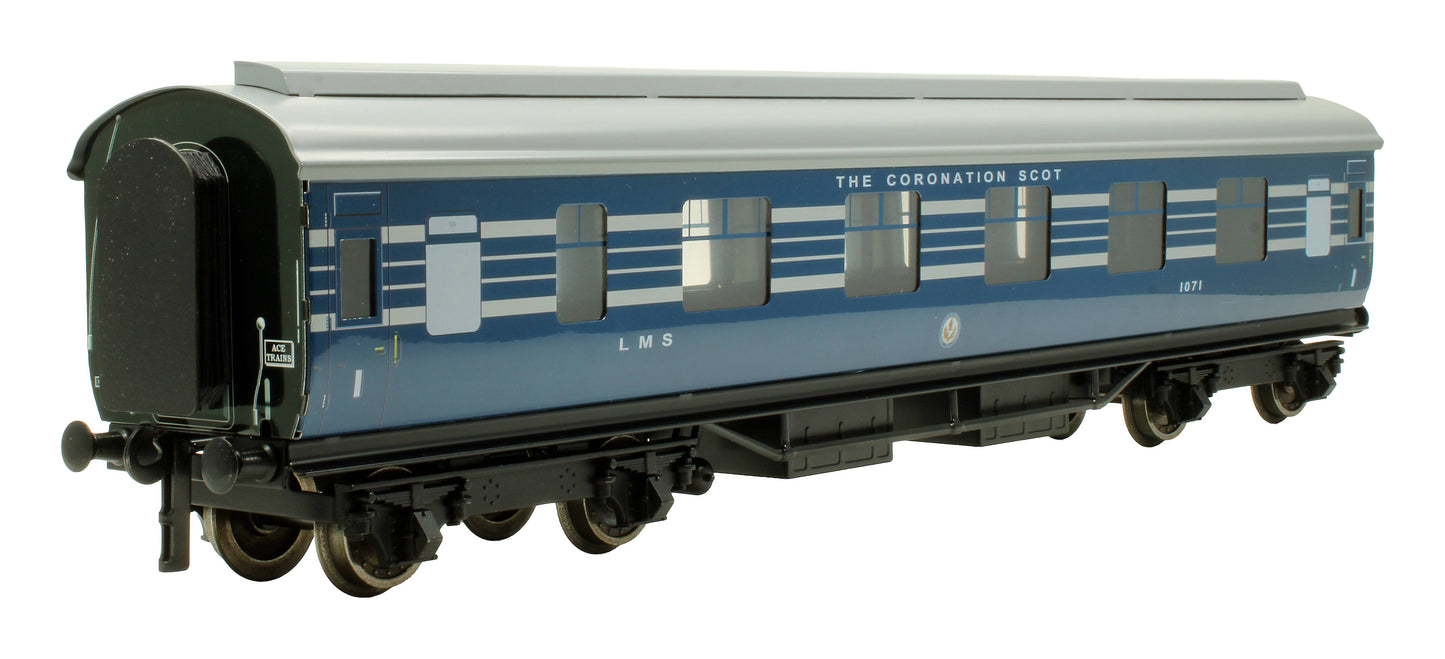 Pre-Owned Set of 3x LMS Blue Coronation Scot Coaches