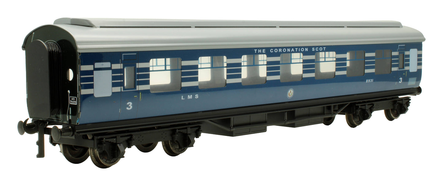Pre-Owned Set of 3x LMS Blue Coronation Scot Coaches