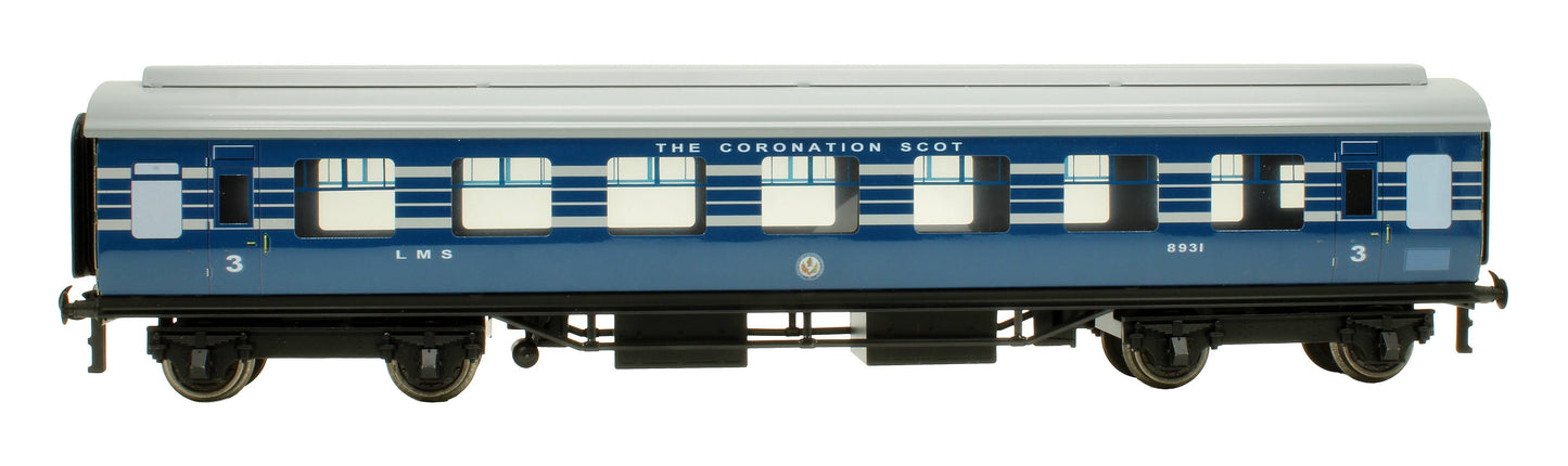 Pre-Owned Set of 3x LMS Blue Coronation Scot Coaches