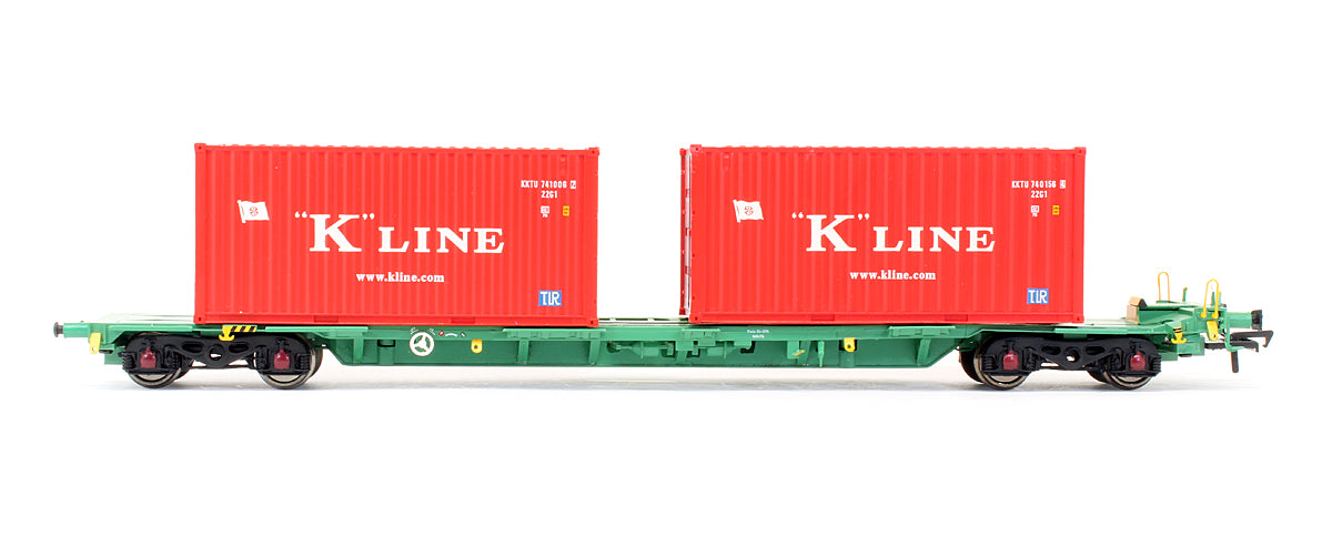 Pre-Owned 37-320 Intermodal Bogie Wagons With Two Pairs Of 20ft Containers 'K-Line & MOL'