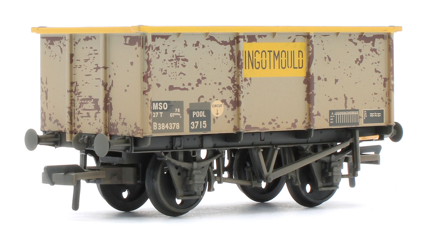 37-283 BR 27T MSO Steel Tippler BR Grey & Yellow 'INGOTMOULD' No.B384378 - Weathered
