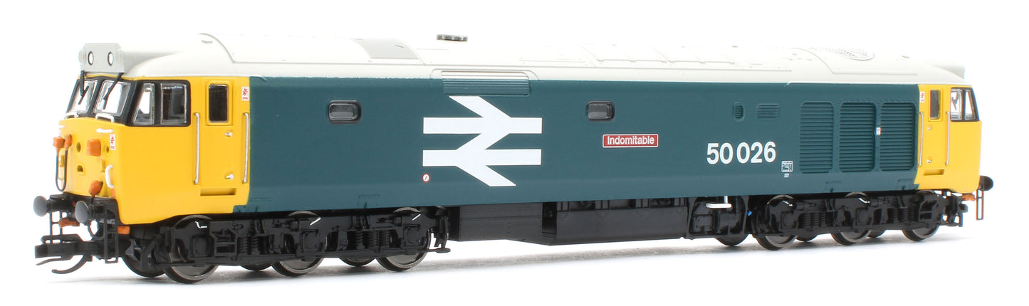 TT3067M Class 50 BR Large Logo Blue '50026' 'Indomitable' Diesel Locomotive