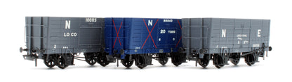 NER 20t Hopper - Mixed Q3 Hopper - Grouping transition period: 1910-22 NER Blue/1923-37 LNER Grey - Triple Pack