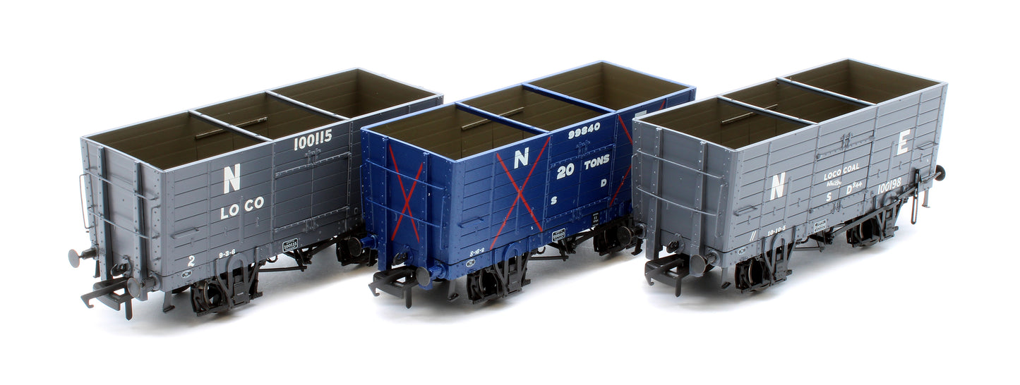 NER 20t Hopper - Mixed Q3 Hopper - Grouping transition period: 1910-22 NER Blue/1923-37 LNER Grey - Triple Pack