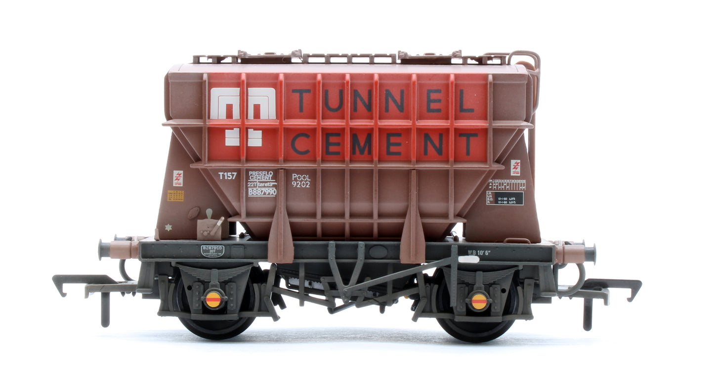 38-274 BR 22T CPV Presflo Bulk Powder Wagon BR Bauxite 'Tunnel Cement' No.B887990 - Weathered