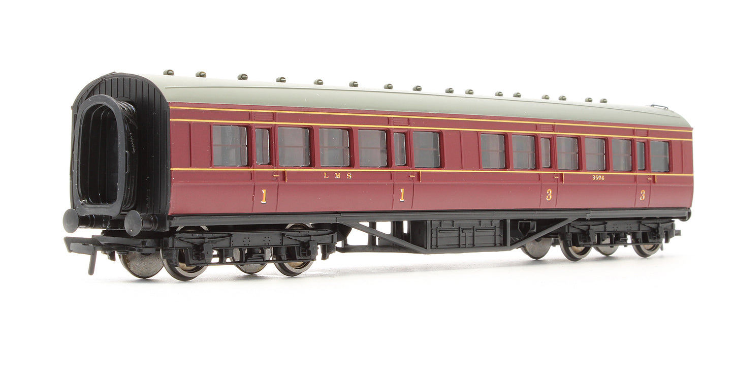 Pre-Owned 34-252C 57' Corridor Composite 1st / 3rd Coach LMS Crimson Coach '3506'