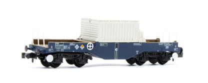 377-803 BR FNA Nuclear Flask Wagon with Flat Floor DRS Blue with Flask No.550011