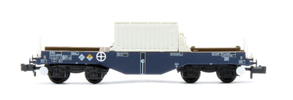 377-803 BR FNA Nuclear Flask Wagon with Flat Floor DRS Blue with Flask No.550011
